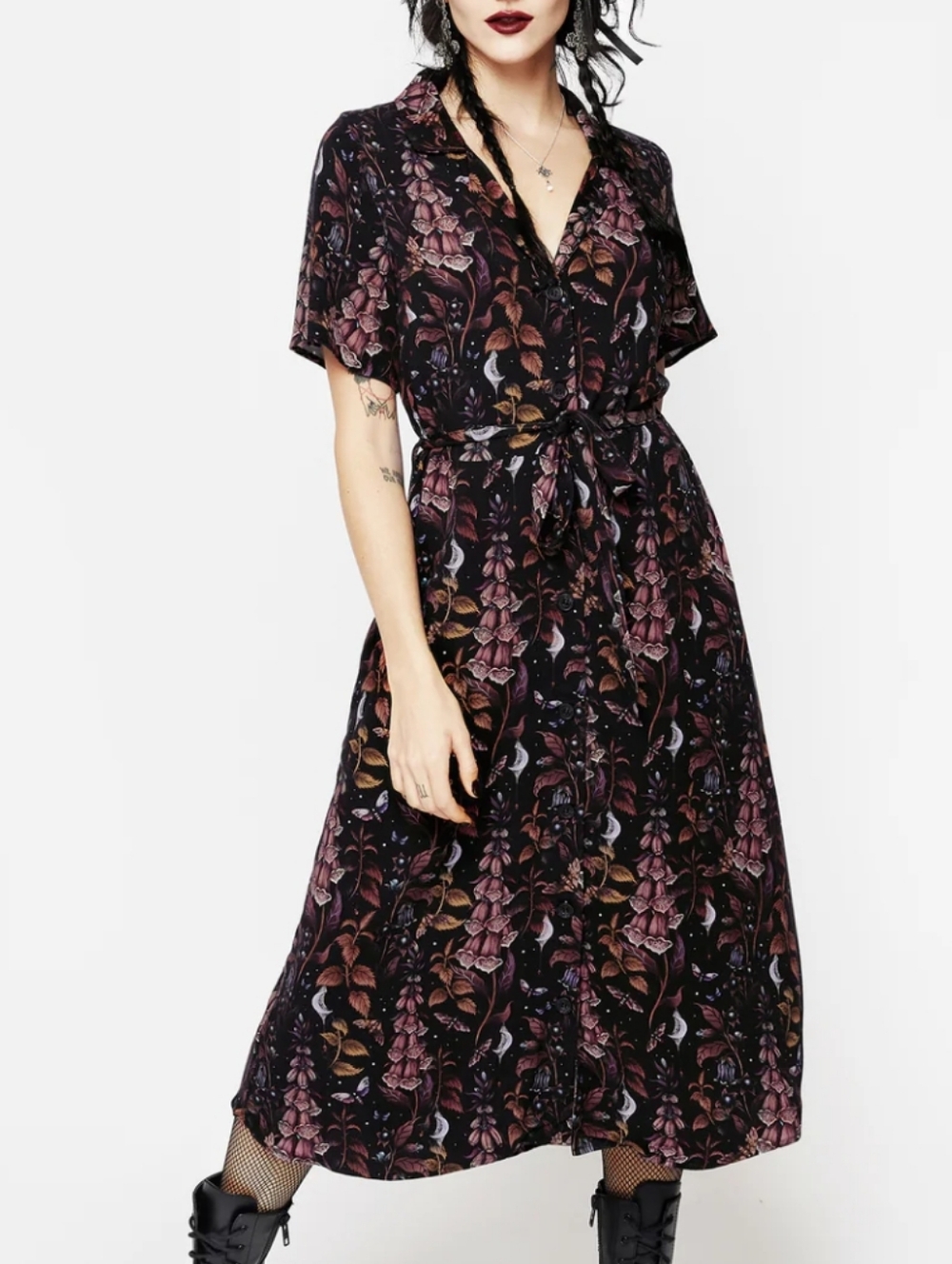 Disturbia Foxglove Midi Shirt Dress US 16
